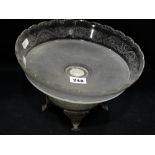 An Edwardian Etched Glass Circular Fruit Stand on A Plated Base