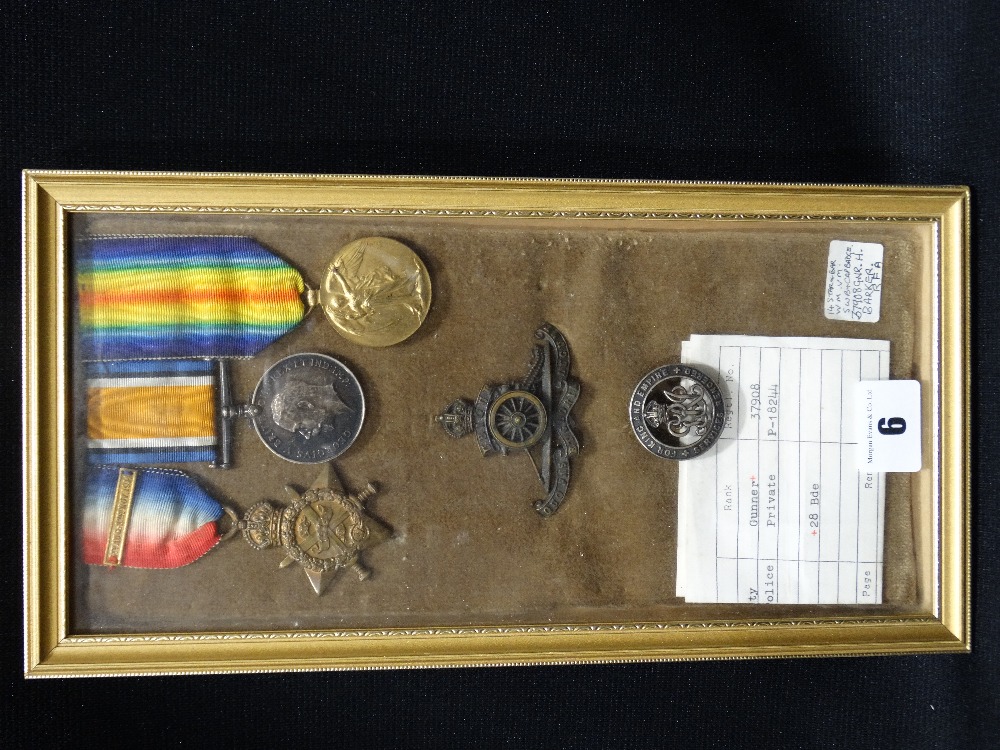 A 1st World War Trio to Include 1914 Star & Bar, War Medal & Victory Medal All to GNR H. Barker