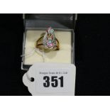 A Silver and Opal Set Dress Ring