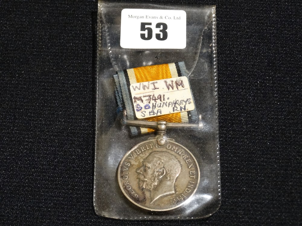 A 1st World War, War Medal to M7491 S.O Humphreys, SBA, RN