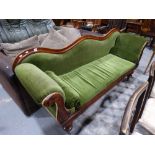 A Victorian Walnut Framed Double Scrolled End Sofa