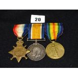 A 1st World War Trio Of 14-15 Star, War & Victory Medals To 2161 Pte J.Rich Royal Welsh Fusiliers