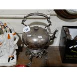 A Silver-Plated Spirit Kettle on Stand