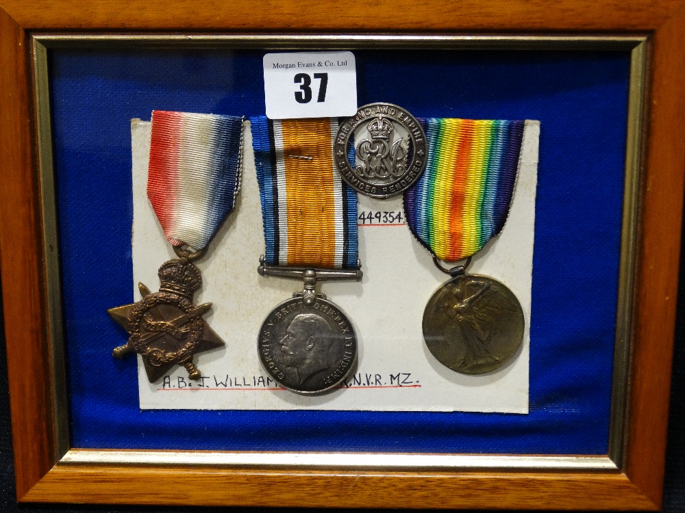 A 1st World War Medal Trio & Wound Badge to Pte A.B.J Williams R.N.V.R