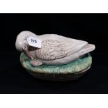 A 19th Century Staffordshire Pottery Duck and Chick Tureen 9.5 Inches Across