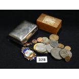 A Bag of Collectables to Include A Silver and Enamel Masonic Brooch