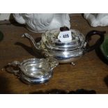 A Four-Footed Silver Tea Pot And Matching Jug, Both Hallmark Sheffield 1923 31 Ounces All In