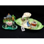 Two Japanese Manufactured Novelty Condiment Sets Together With A Carlton Ware Leaf Dish Etc (5)