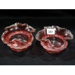 A Pair of Cranberry Tinted Circular Based Bowls