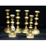 5 Pairs of Antique Brass Candle Holders