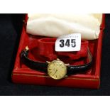 A Boxed Omega Ladies Wrist Watch In A Yellow Metal Case
