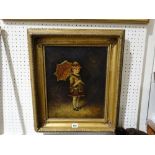 19th Century European School Oil On Canvass Laid on Board Portrait Study of A Young Girl
