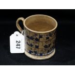 A 19th Century Staffordshire Pottery Nursery Mug with Transfer Printed Sign Language Alphabet