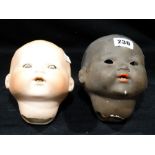 Two Armand Marseille Porcelain Dolls Heads