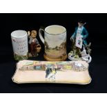 A Royal Doulton Series Ware Tankard and Sandwich Plate Together with Two Other Figures (4)