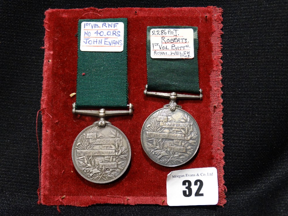 Two Volunteer Long Service & Good Conduct Medals to John Evans & Pte Roberts 2286 Both 1st Volunteer