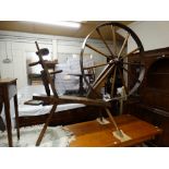 An Antique Welsh Spinning Wheel, The Base on Three Supports, Diam Of Wheel, 39 Inches