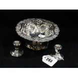 A Circular Based Silver Bon Bon Dish With Hallmarks for London 1893 Together with A Pair of