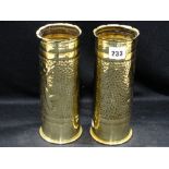 A Pair of First World War German Trench Art Brass Shell Cases