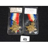Two 1914-15 Stars to Pte H. Millatt 1477 Welsh Guards & 12139 A. Pickard R.F.A