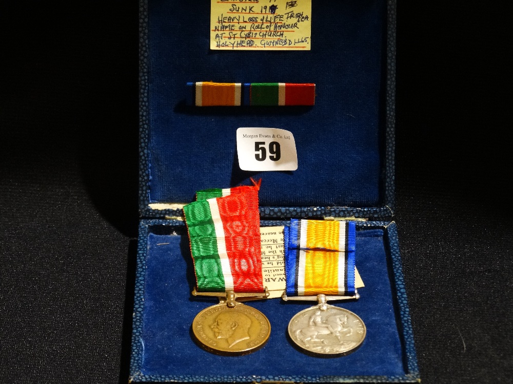 A 1st World War British War Medal & Mercantile Marine Medal to Hugh J. Williams Ships Carpenter