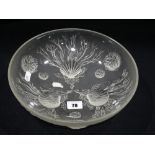 A 1930s Sabino Frosted Glass Bowl, Decorated With Shells & Seaweed, 10"Dia