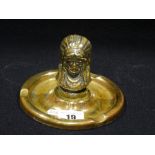 A Brass Advertising Ashtray Featuring A Native Indian Head