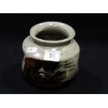 A Circular Based Janet Leach Drip Glazed Studio Pottery Vase, 5" High, Impressed Mark