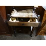 An Early 20th Century Polished Oak Two Tier Cutlery Trolley