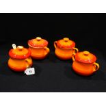 Four Le Creuset Two Handled Pots & Covers, 4"High