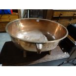 A Victorian Period Copper Sink Basin With Later Feet