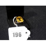 A Silver Citrine Set Solitaire Ring