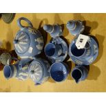 A Quantity Of 20th Century Wedgwood Blue Jasperware Items (9)