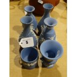 Six Pieces Of 20th Century Wedgwood Blue Jasperware China