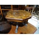 A Walnut Veneered & Inlaid Pedestal Occasional Table