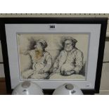 Philippa Jacobs, Pencil Study Of Two Elderly Men, Signed