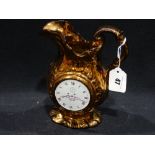 A 19th Century Staffordshire Pottery Clock Vase With Scrolled Handle
