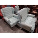 An Early 20th Century Three Piece Wing Backed Lounge Suite