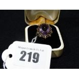 A 9ct Gold Large Amethyst Set Ring