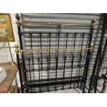 An Antique Brass & Iron Bed Frame, 4ft Wide