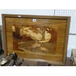 A Marquetry Work Panel, Depicting Pheasants In Woodland