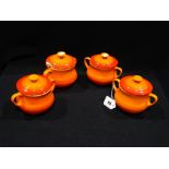 Four Le Creuset Two Handled Pots & Covers