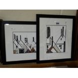 Tracy Ann Smith A Pair Of Geometrical Drawings Of Aberystwyth Rooftops, Each 5.5" X 7.5"