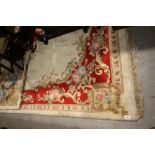 A Red & Cream Ground Woolen Floor Rug Of Floral Design, Approx 12ft X 9ft