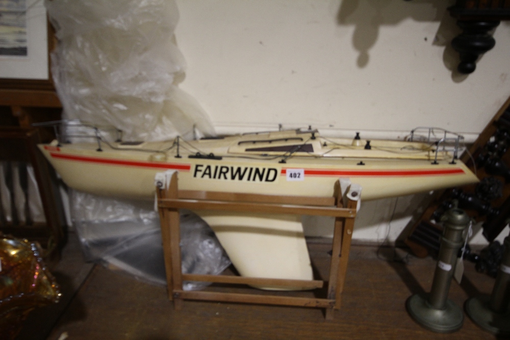 A Mid 20th Century Pond Yacht By Kyosho, 35" Across
