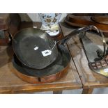 Two Copper Steel Handled Cooking Pans