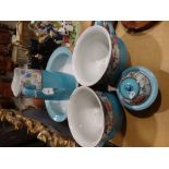A Blue Floral Transfer Decorated Pottery Wash Jug & Basin Set