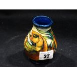 A Small Size Moorcroft Pottery Fish Decorated Bulbous Vase, Dated 1998, Silver Line Mark, 4" High