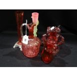 A Group Of Victorian Cranberry Tinted Glassware (6)