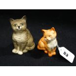 A Beswick Model Seated Long Haired Cat, Together With A Further Beswick Seated Cat